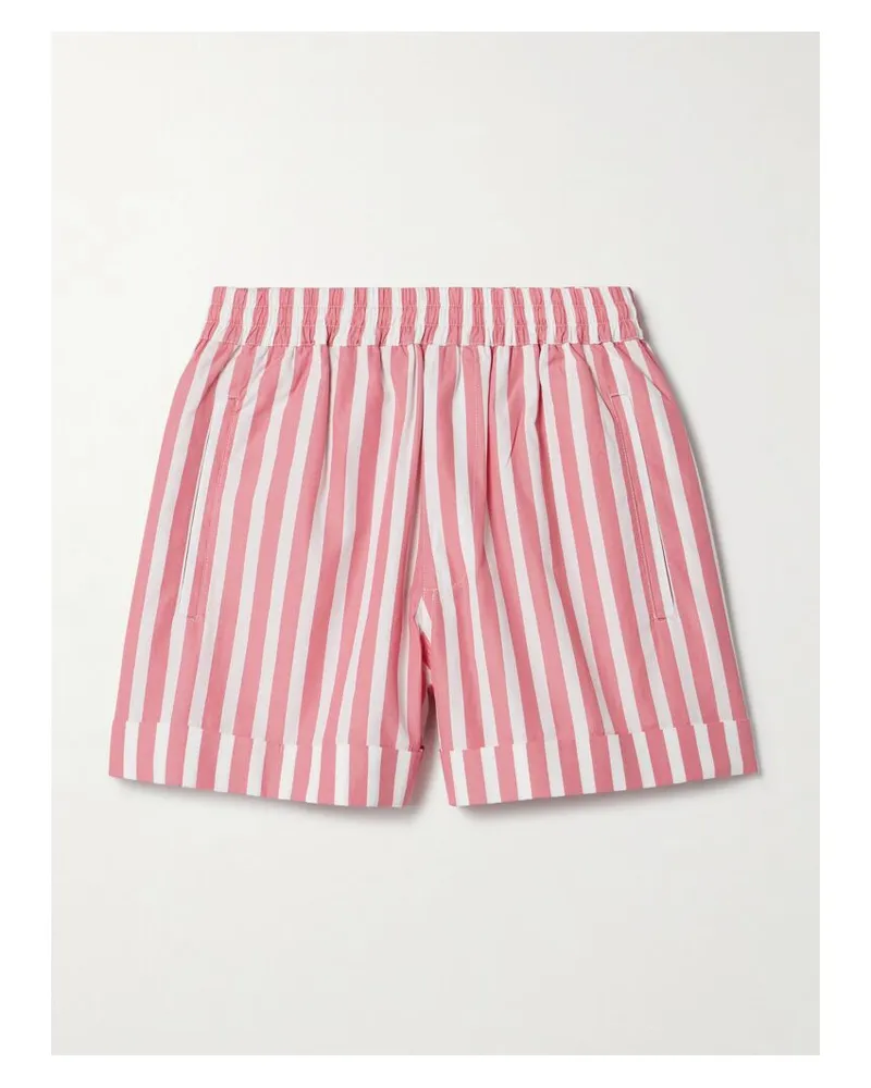 Suzie Kondi Banker Shorts Aus Gestreifter Baumwollpopeline - Pink Pink