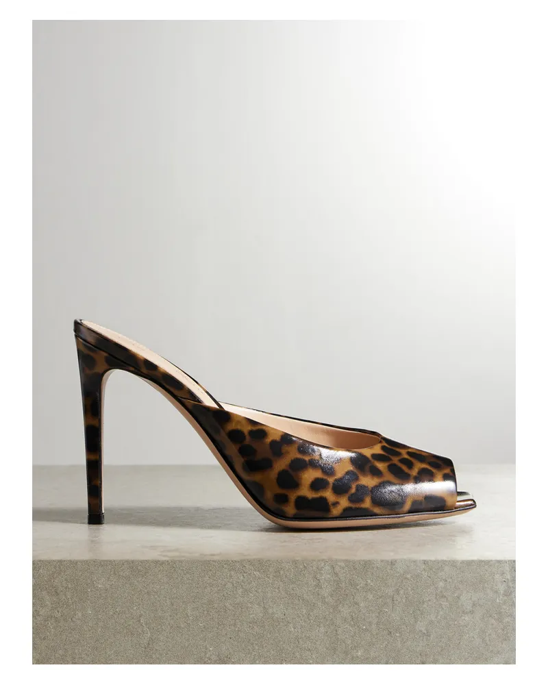 Gianvito Rossi Ethel 95 Mules Aus Glanzleder Mit Leopardenprint - Animal-Print Animal-print