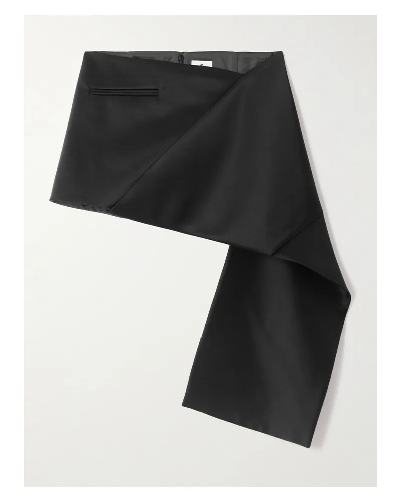 Courrèges Asymmetrischer Minirock Aus Satin Mit Wickeleffekt - Schwarz Schwarz