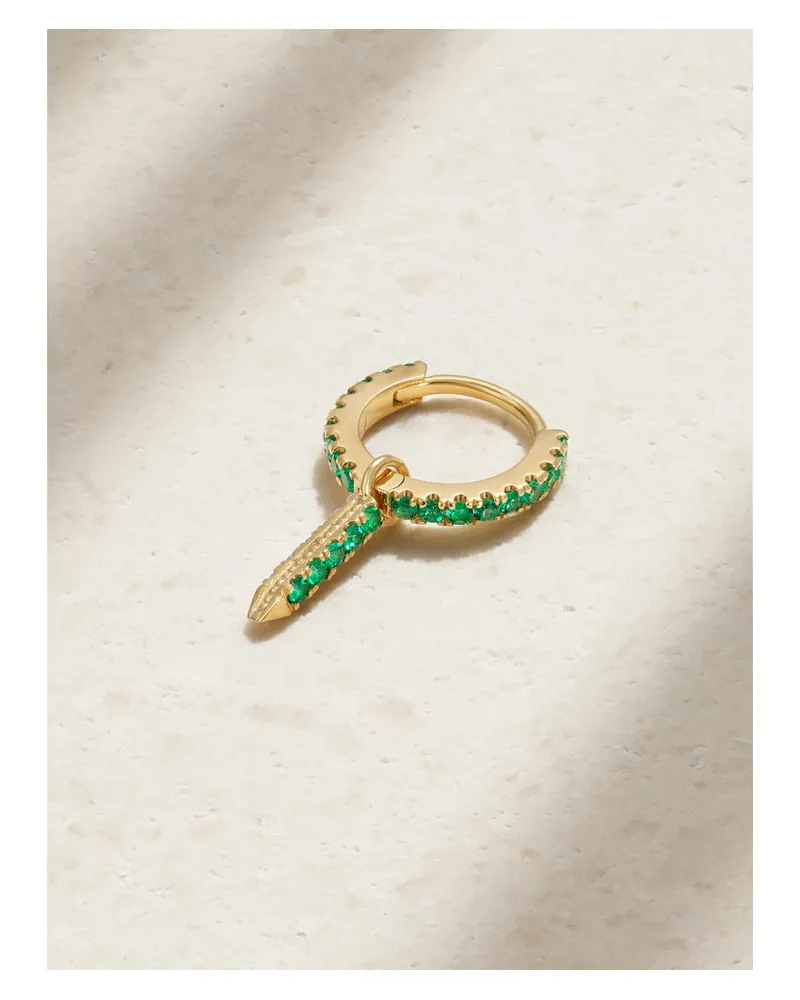 Maria Tash Eternity Bar 6,5 Mm Einzelne Creole Aus 18 Karat Gold Mit Diamanten Und Smaragden Gold