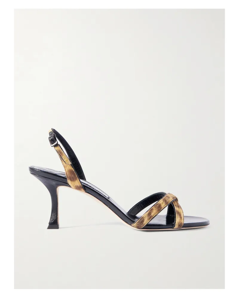 Jimmy Choo Elsy 70 Slingback-sandalen Aus Kalbshaar Mit Leopardenprint - Animal-Print Animal-print
