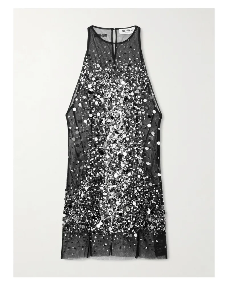 ATTICO Sequined Mesh Mini Dress - Silver Silver