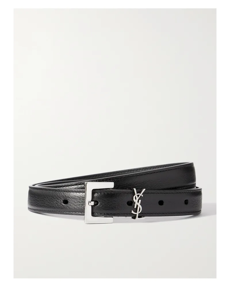 Saint Laurent Cassandre Leather Belt - Black Black