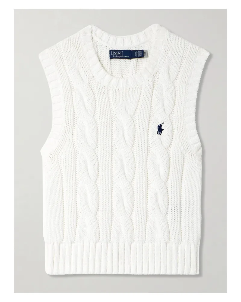 Ralph Lauren Embroidered Cable-knit Cotton Vest - White White