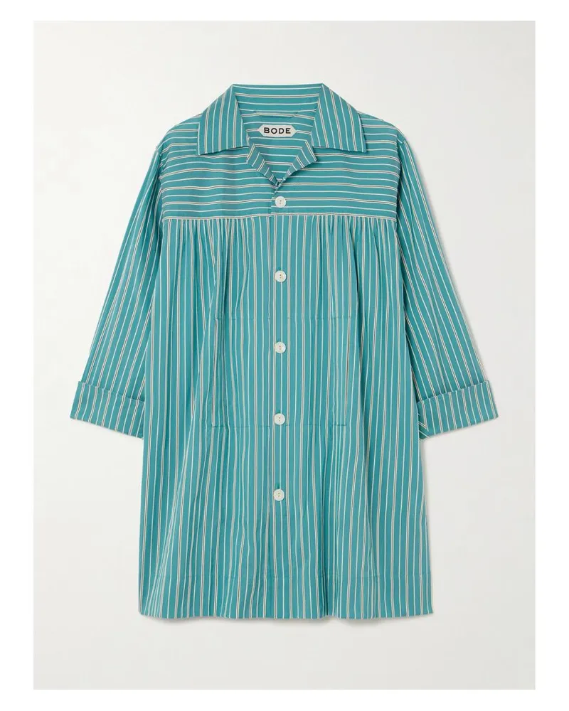 BODE Shore Stripe Quincy Mini-hemdblusenkleid Aus Popeline Aus Einer Baumwollmischung - Blau Blau