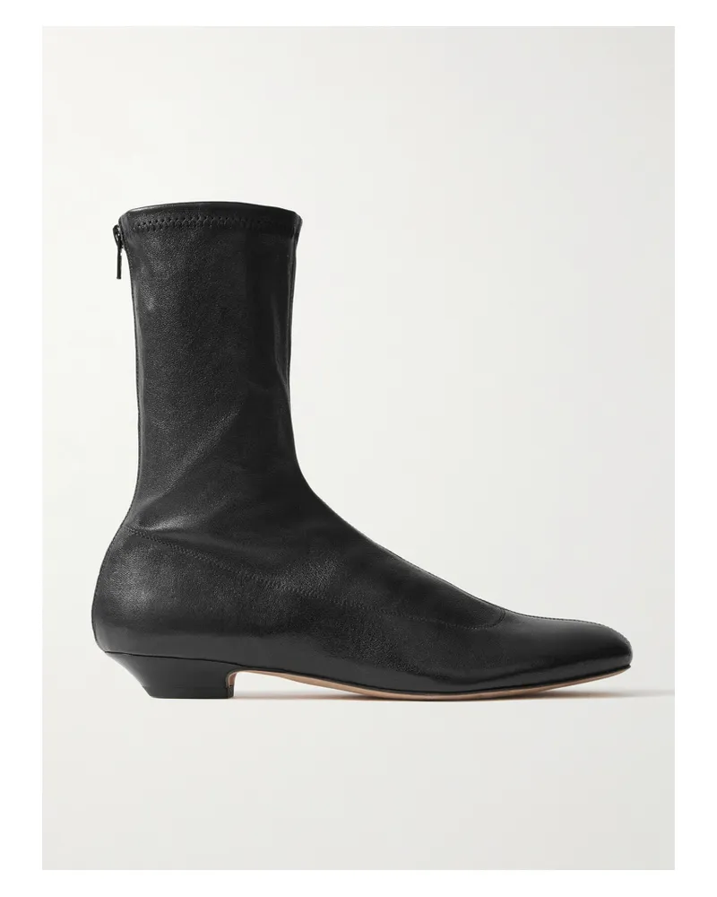 KHAITE Leather Ankle Boots - Black Black