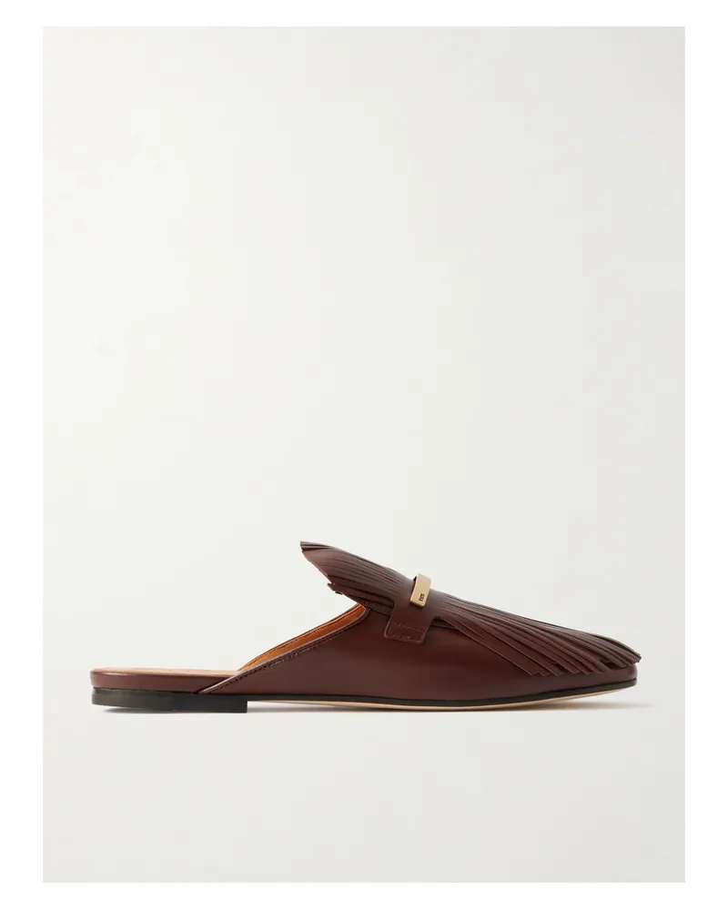 TOD'S Slippers Aus Leder Mit Fransen Und Verzierung - Braun Braun