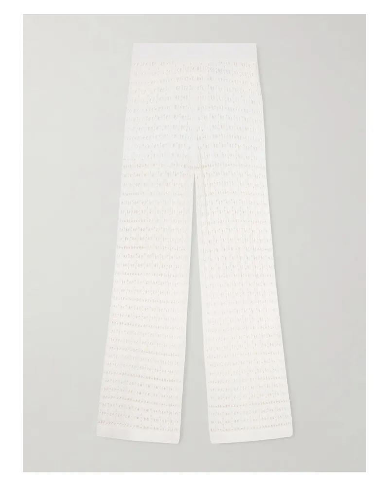 arch4 Ray Crocheted Cotton Straight-leg Pants - White White