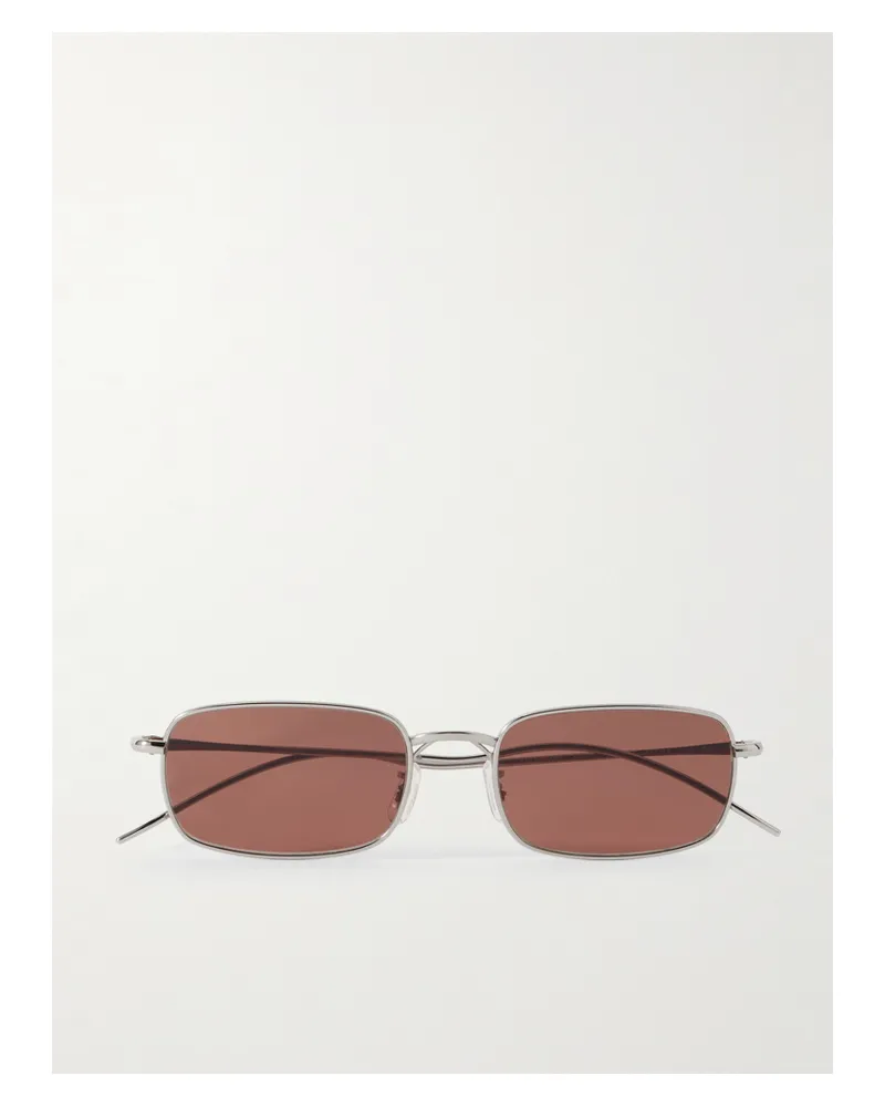 Oliver Peoples Silberfarbene Sonnenbrille Mit Eckigem Rahmen Silber