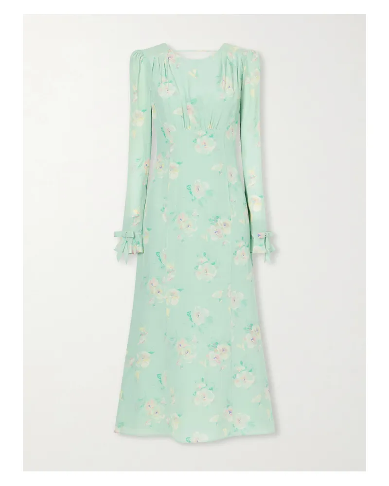 Alessandra Rich Floral-print Silk Midi Dress - Green Green