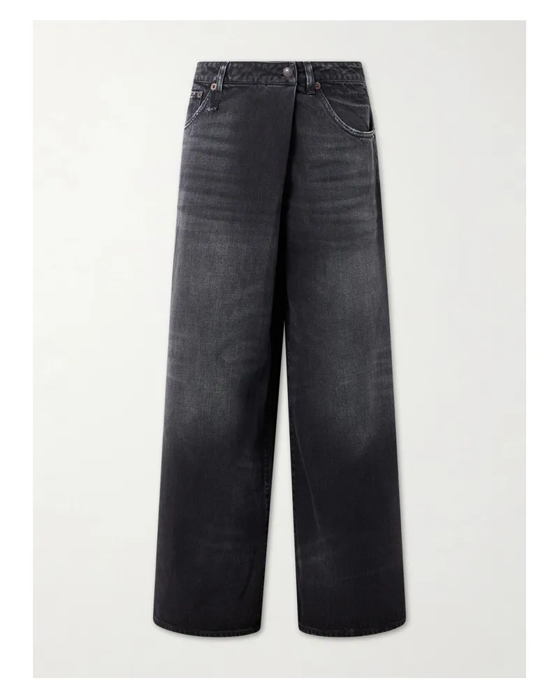 R13 Nico Boyfriend-jeans Mit Wickeleffekt - Schwarz Schwarz