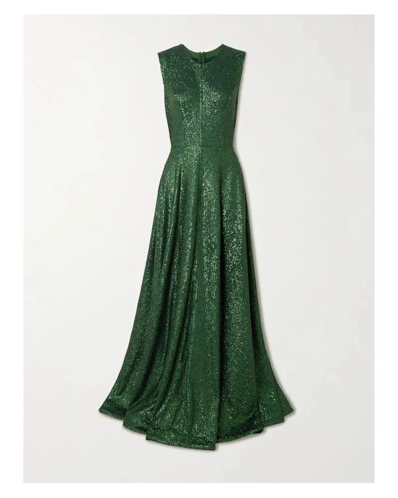 Norma Kamali Grace Sequined Stretch-jersey Gown - Green Green