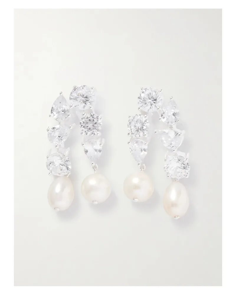 Completedworks Cascading Ohrringe Aus Recyceltem Silber Mit Cubic Zirkonia Und Perlen Silber