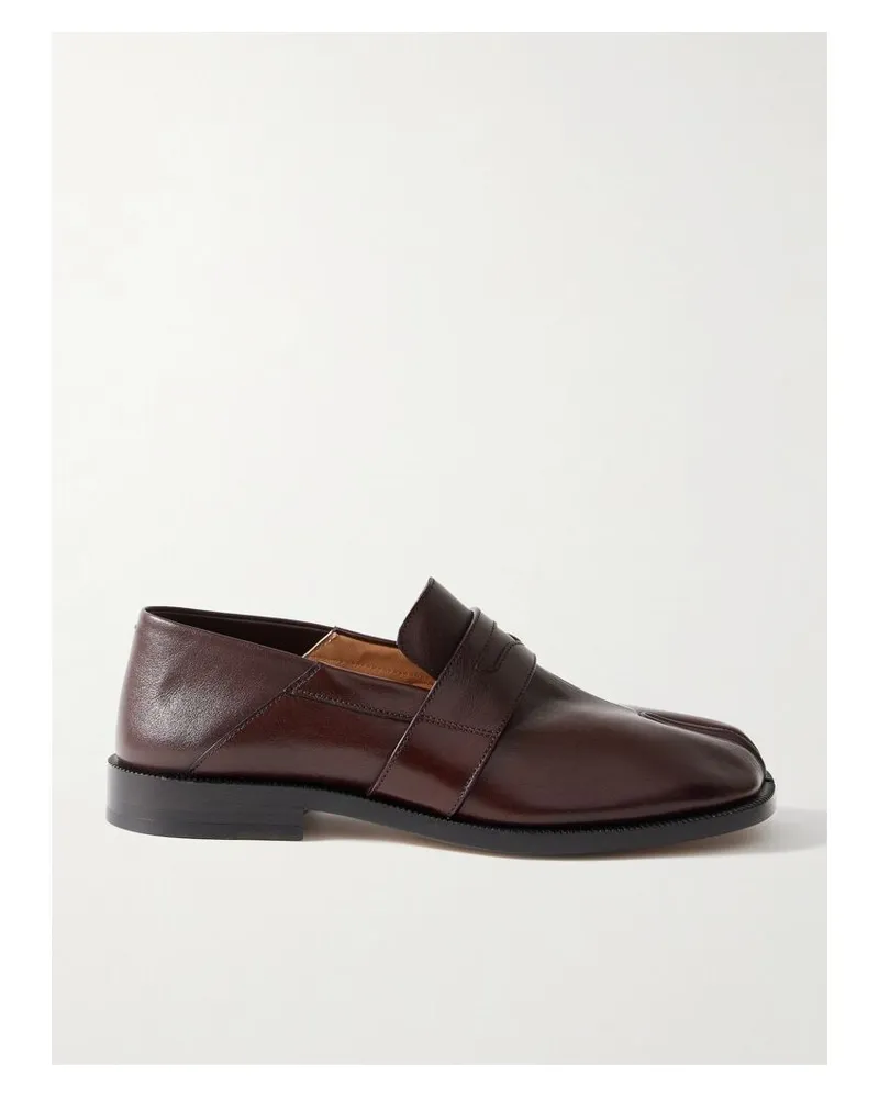 Maison Margiela Tabi Loafers Mit Geteilter Kappe Und Einklappbarer Fersenpartie Aus Leder - Burgunder Burgunder