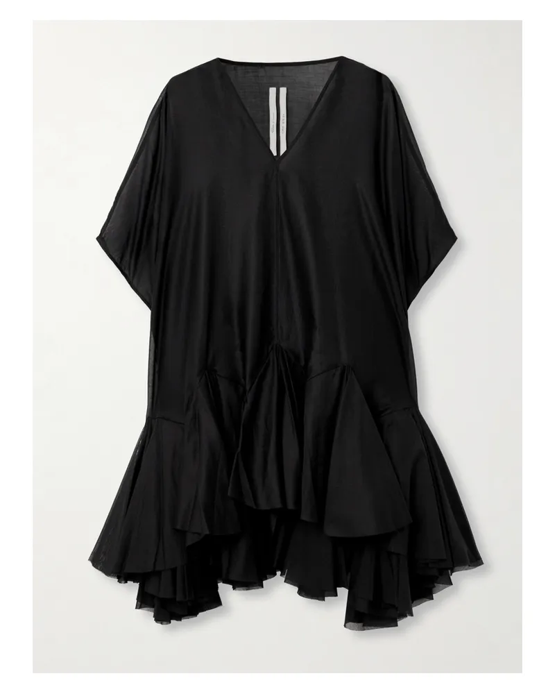 Rick Owens Divine Minikleid Aus Baumwollgaze Mit Falten - Schwarz Schwarz