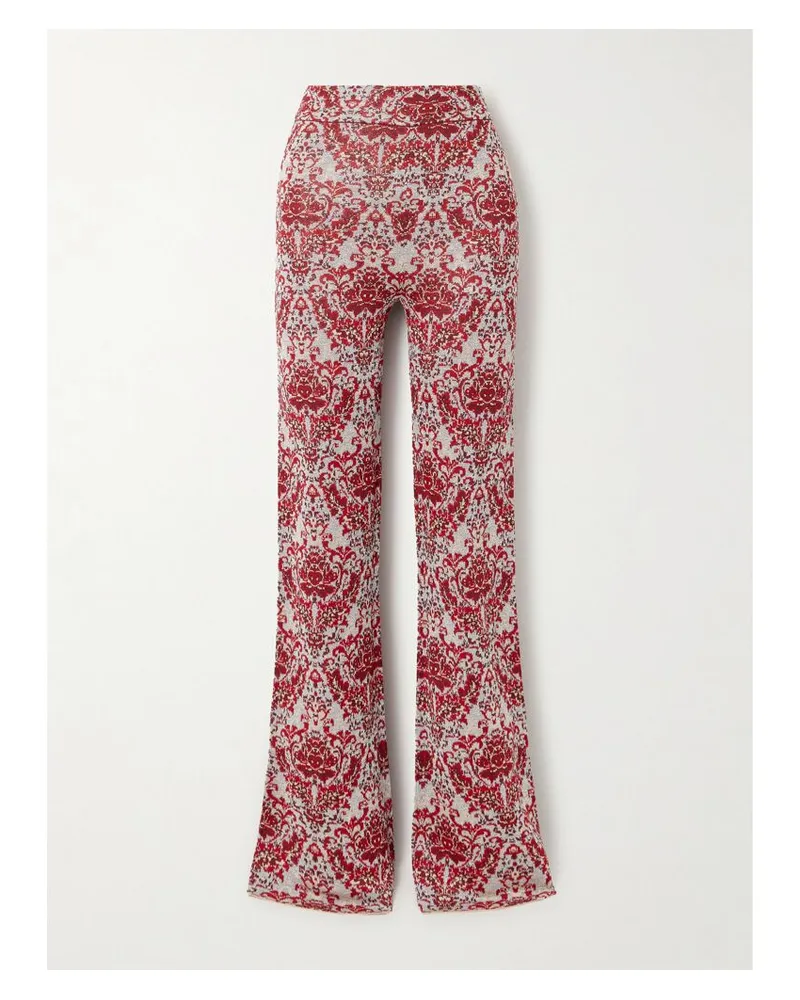 Paco Rabanne Schlaghose Aus Jacquard-strick In Metallic-optik - Rot Rot