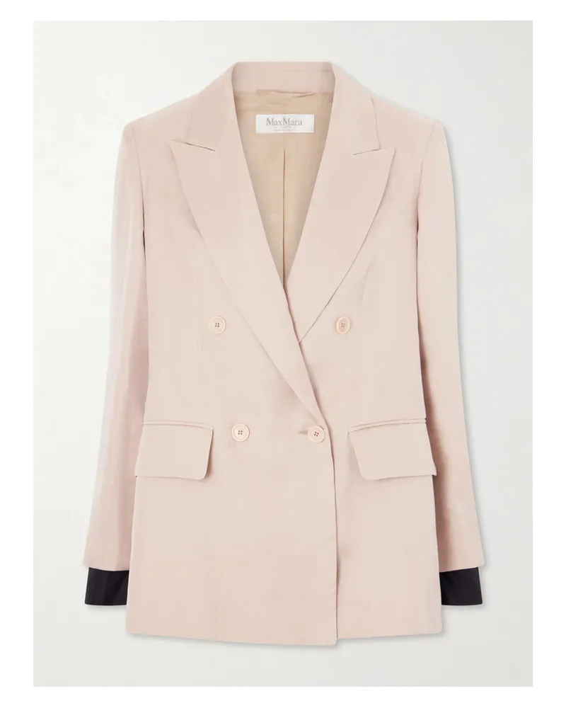 Max Mara Double-breasted Silk-satin Blazer - Neutrals Neutrals