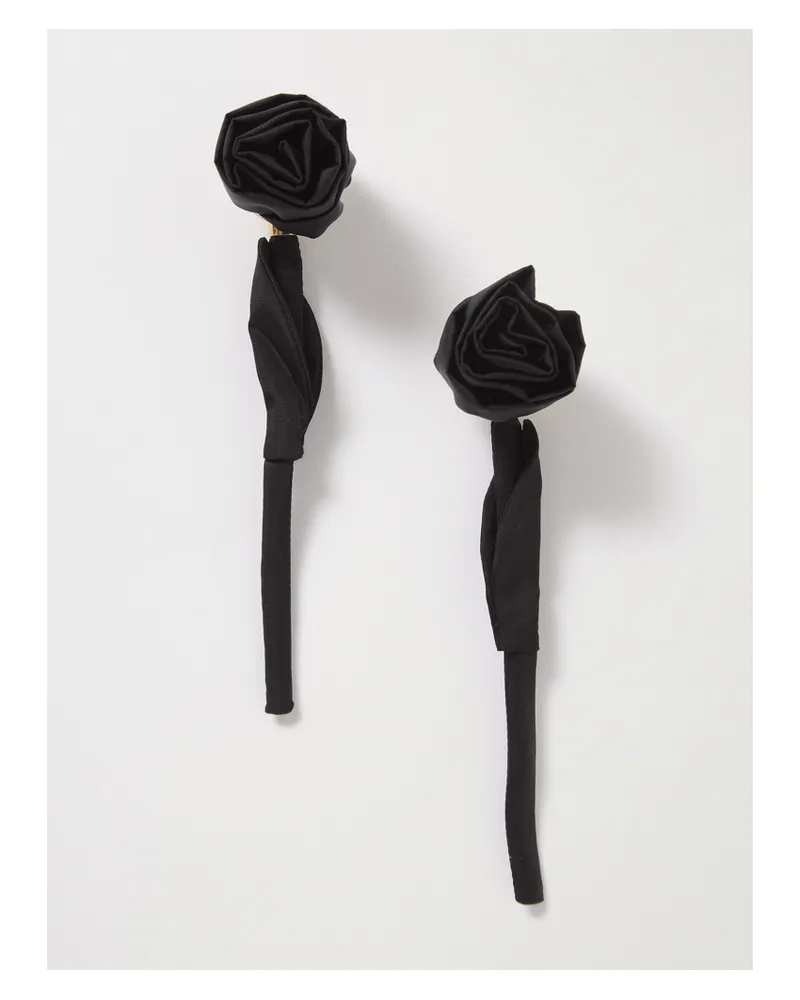 Simone Rocha Rose Ohrringe Aus Satin Mit Goldfarbenen Details - Schwarz Schwarz