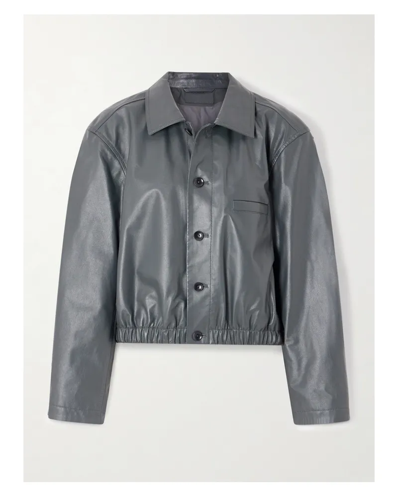 Christophe Lemaire Lederjacke - Grau Grau