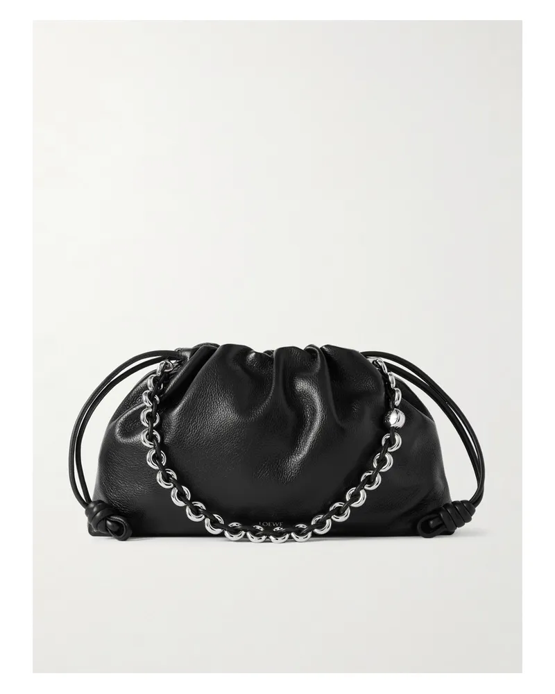 Loewe Flamenco Large Textured-leather Shoulder Bag - Black Black