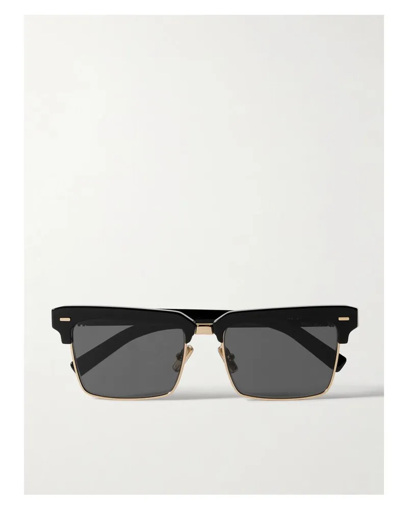 Miu Miu Sonnenbrille Mit Eckigem Rahmen Aus Azetat Mit Goldfarbenen Details - Schwarz Schwarz