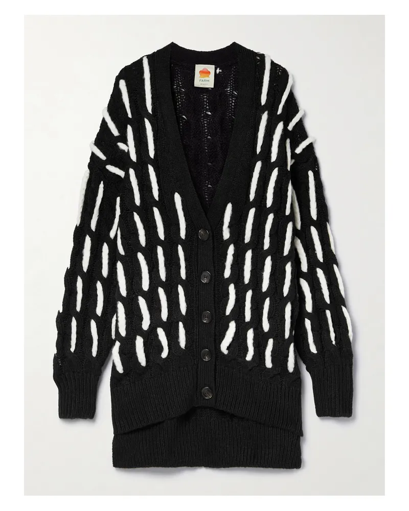FARM Rio Cardigan Aus Zopfstrick - Schwarz Schwarz