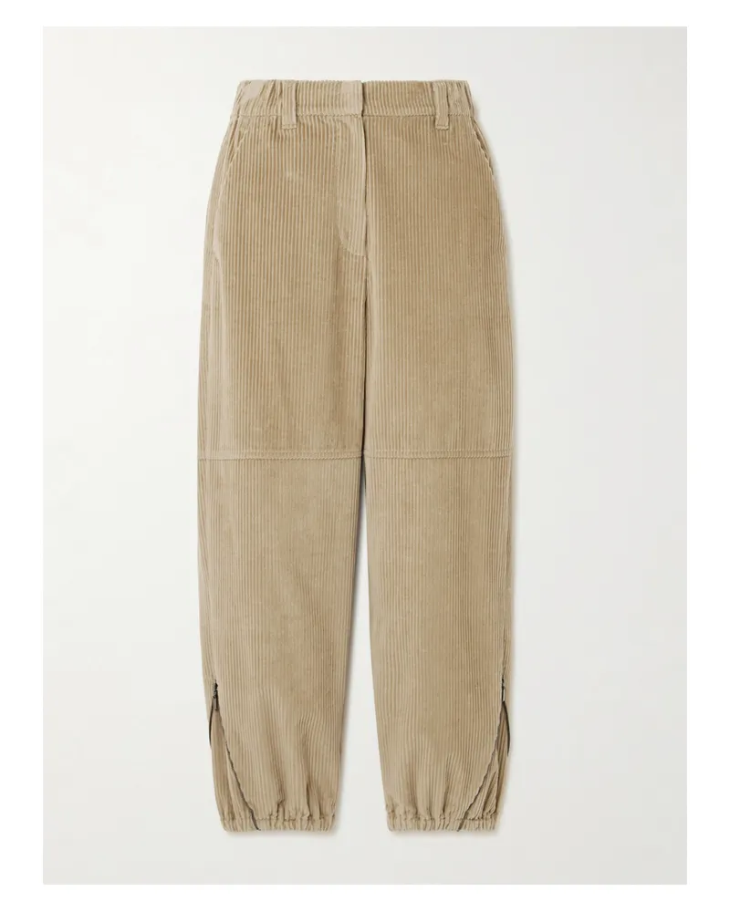 Brunello Cucinelli Cargohose Aus Baumwollcord Mit Reißverschlüssen - Braun Braun