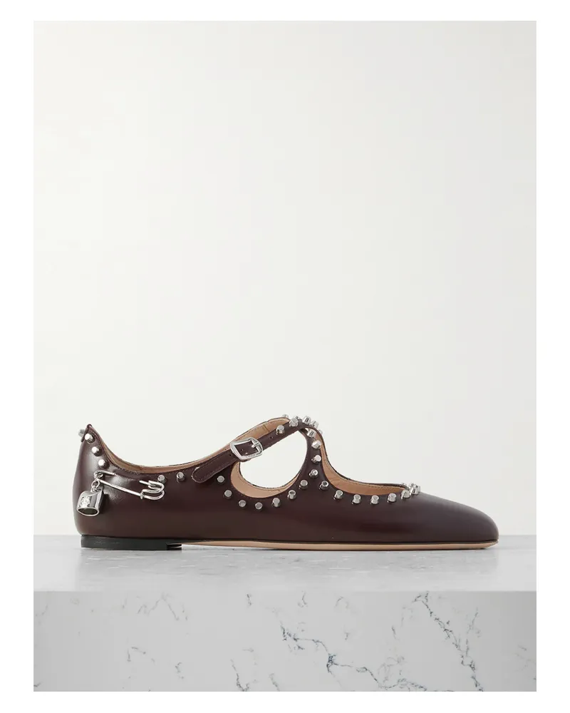 Bally Beliska Ballerinas Aus Leder Mit Nieten Und Verzierungen - Burgunder Burgunder
