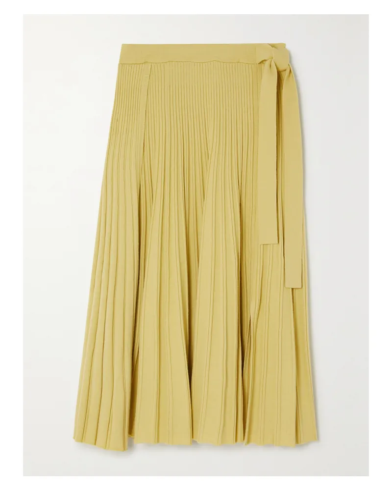 3.1 phillip lim Midirock Aus Einer Wollmischung Mit Falten Und Wickeleffekt - Gelb Gelb