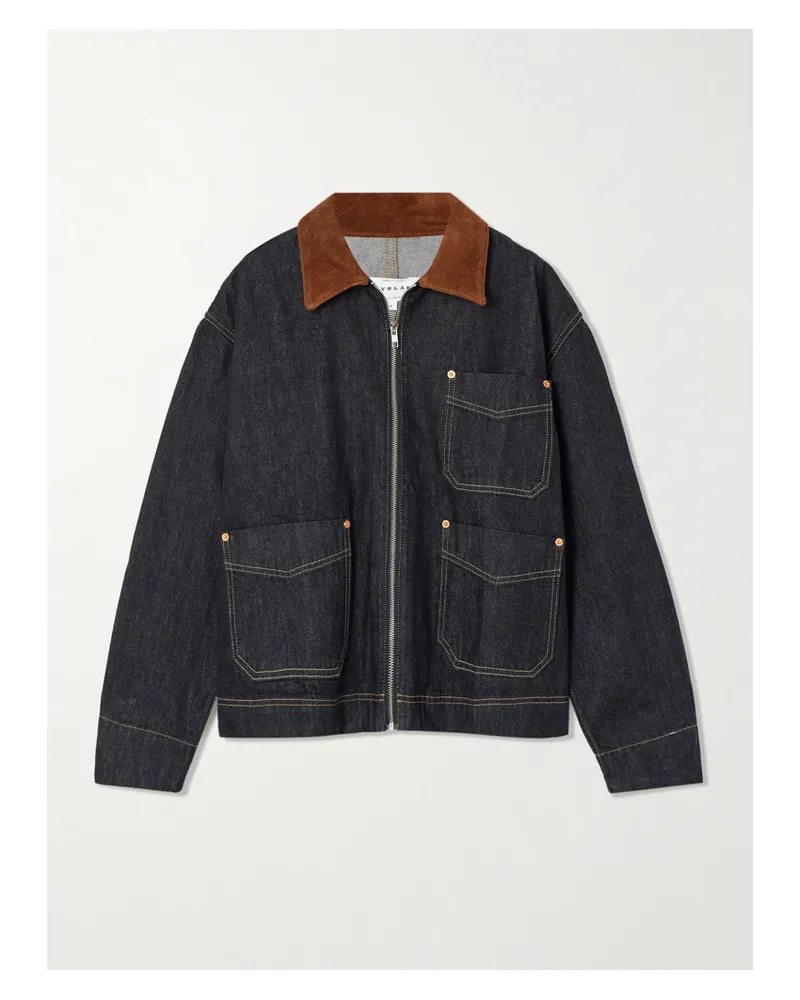 SLVRLAKE Casey Suede-trimmed Denim Jacket - Blue Blue