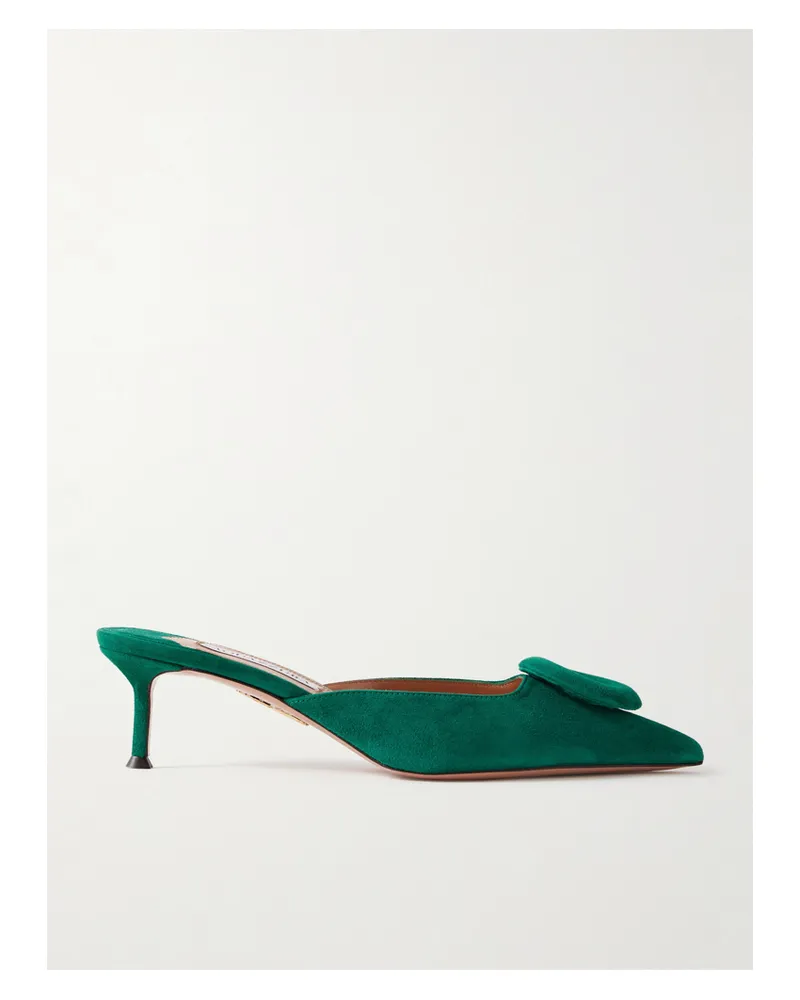 Aquazzura The Hoop 50 Mules Aus Veloursleder - Grün Grün