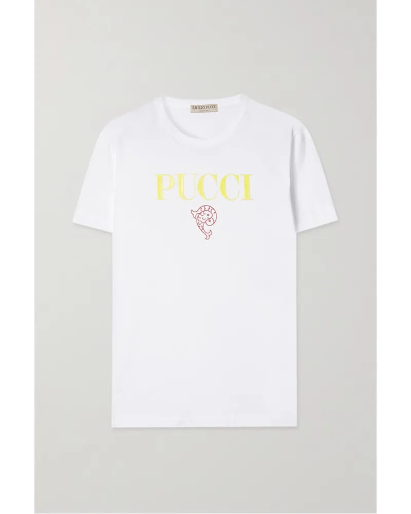 Emilio Pucci T-shirt aus Baumwoll-jersey mit Print Weiß