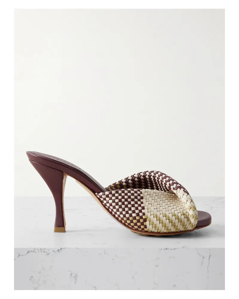 Bottega Veneta Blink Twisted Intrecciato Leather Mules - Burgundy Burgundy