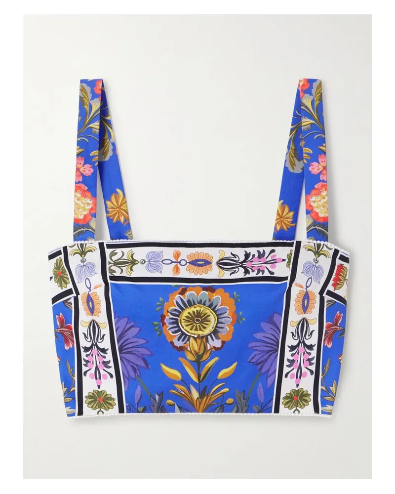 Borgo De Nor Didi Bustier Aus Baumwollpopeline Mit Blumenprint - Blau Blau
