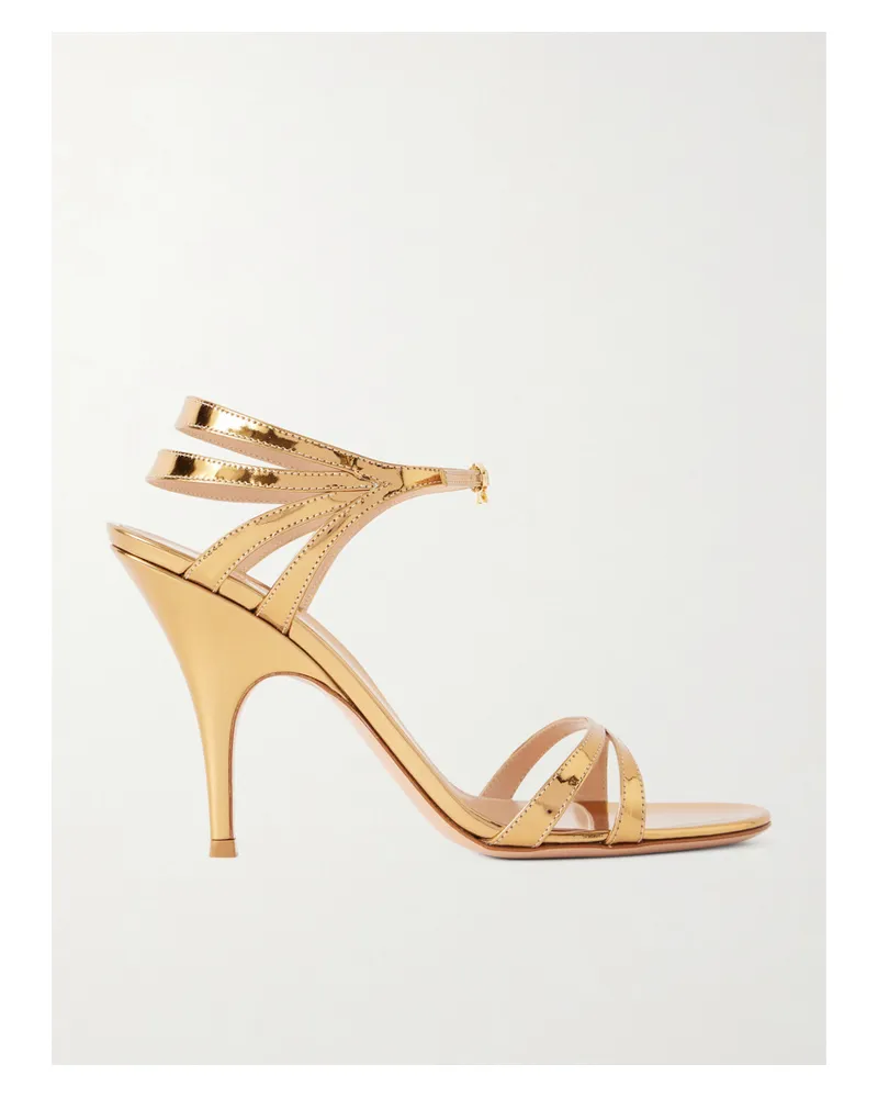 Gianvito Rossi 95 Sandalen Aus Leder Mit Spiegeleffekt - Gold Gold