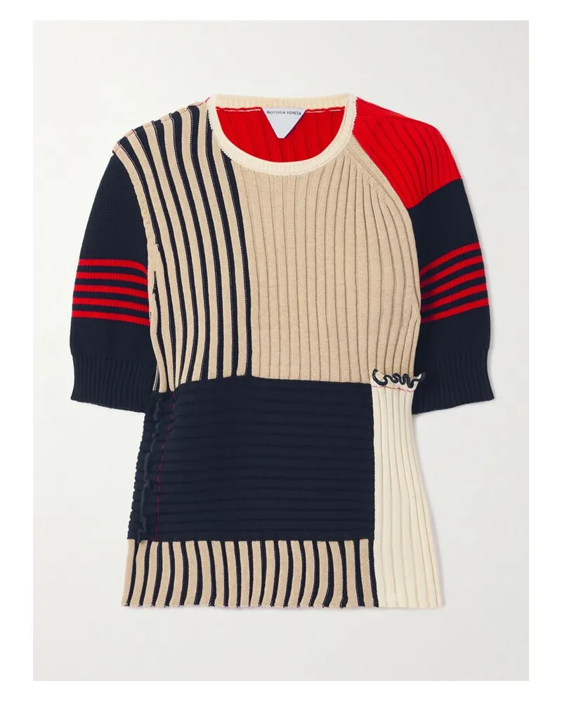 Bottega Veneta Pullover Aus Gerippter Baumwolle Mit Streifen Und Rüschen - Mehrfarbig Mehrfarbig