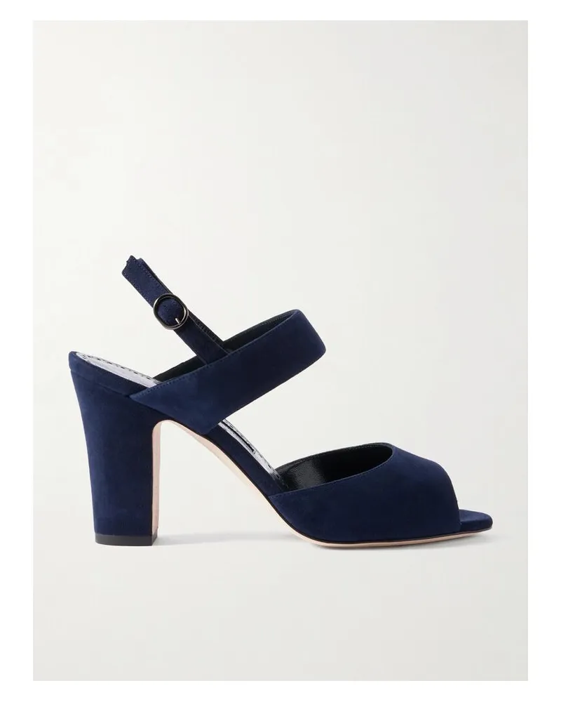 Manolo Blahnik Khiko 90 Slingback-sandalen Aus Veloursleder - Blau Blau