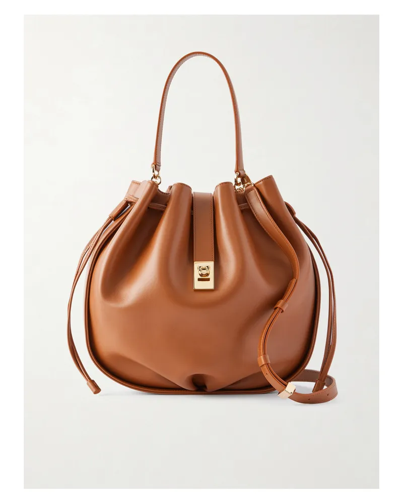 Ferragamo Hug Leather Shoulder Bag - Red Red