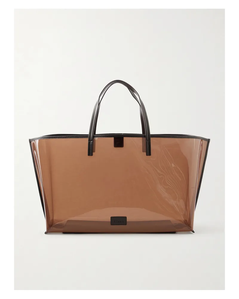 STAUD Christos Large Leather-trimmed Pvc Tote - Brown Brown