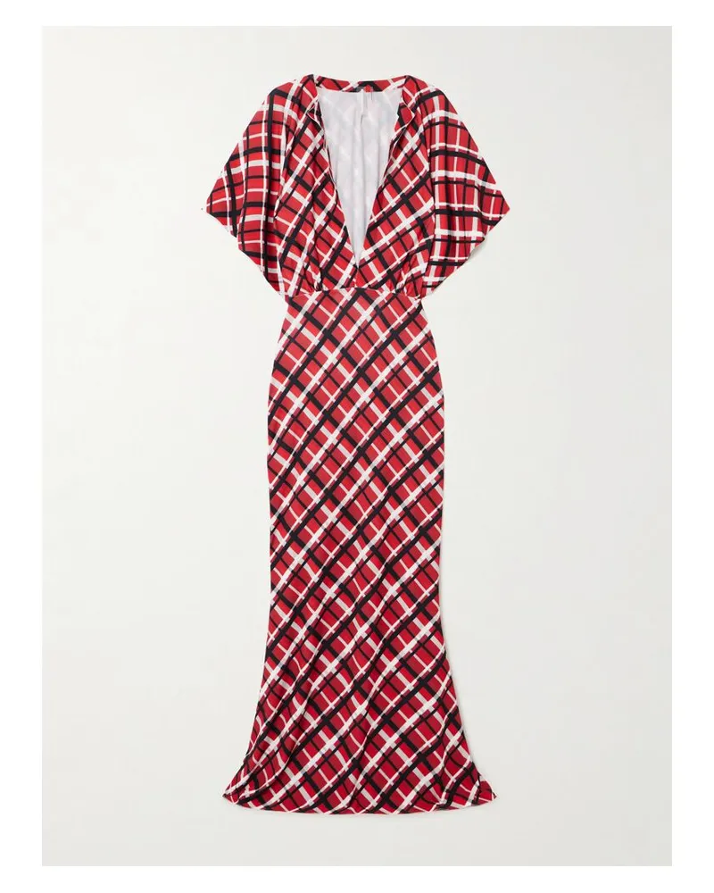 Norma Kamali Obie Robe Aus Kariertem Stretch-jersey - Rot Rot