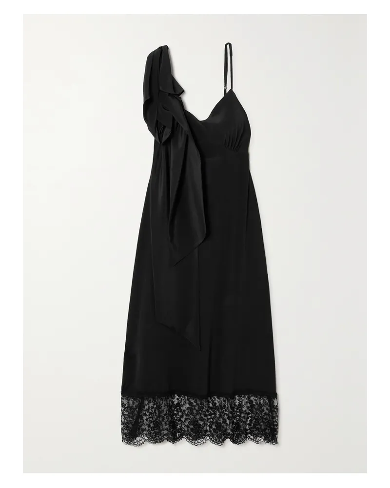 Simone Rocha Midikleid Aus Crêpe Mit Spitzenbesatz Und Falten - Schwarz Schwarz