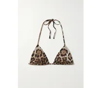 Leopard-print Triangle Bikini Top - Animal print