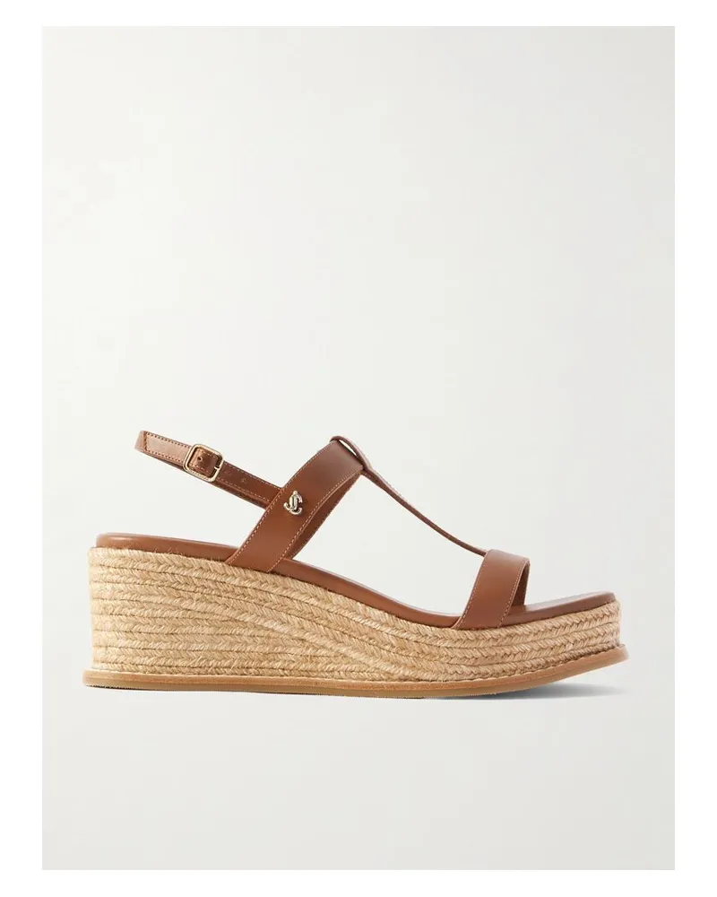 Jimmy Choo Theia 60 Espadrille-wedges Aus Leder - Braun Braun