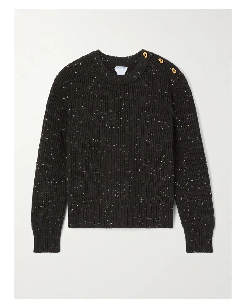 Bottega Veneta Button-detailed Ribbed Wool-blend Sweater - Brown Brown