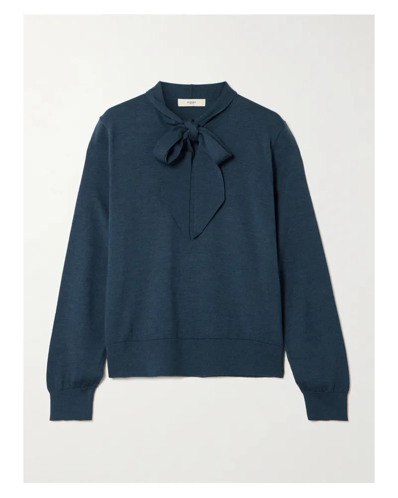 PURDEY Newland Pullover Aus Merinowolle Mit Schluppe - Blau Blau