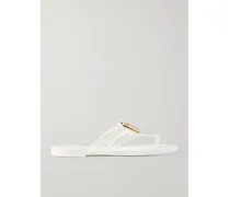 Embellished Rubber Flip Flops - White