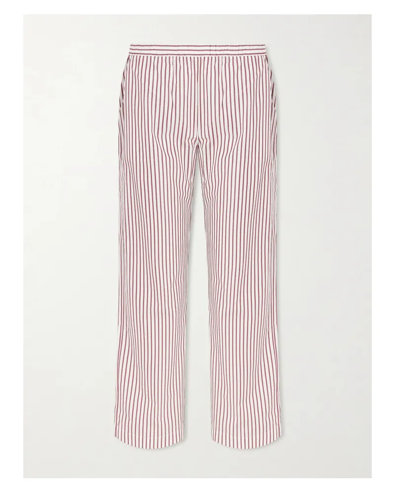 LIDO Striped Cotton-poplin Straight-leg Pants - Red Red
