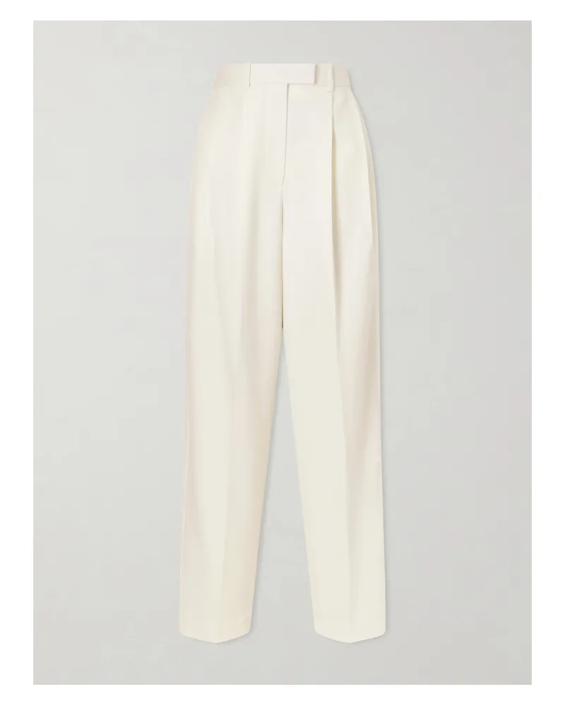 Givenchy Pleated Grain De Poudre Wool And Mohair-blend Wide-leg Pants - White White
