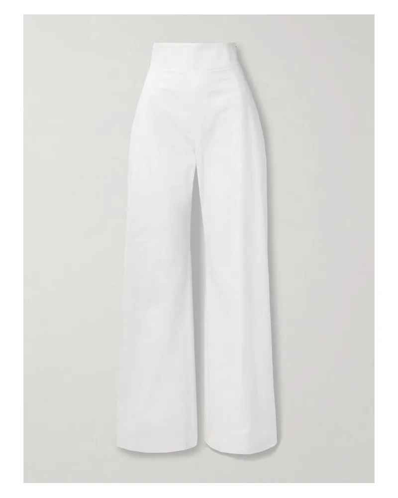 Carolina Herrera New York Hose Mit Weitem Bein Aus Satin Aus Einer Baumwollmischung - Weiß Weiß