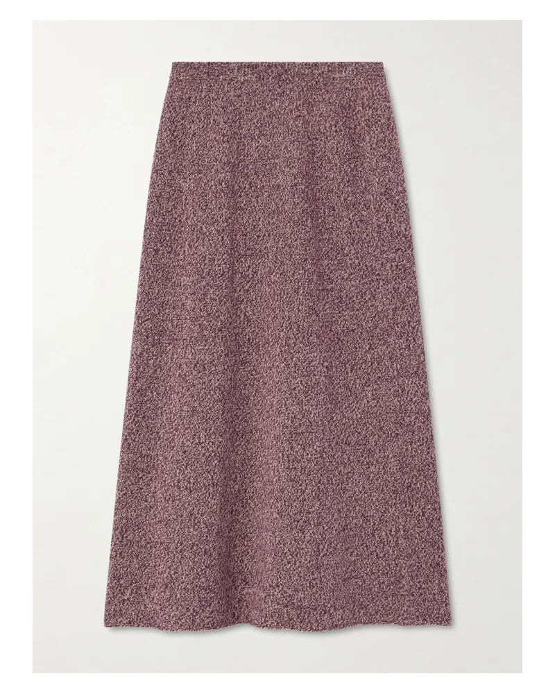 The Elder Statesman Marl Cashmere Midi Skirt - Burgundy Burgundy